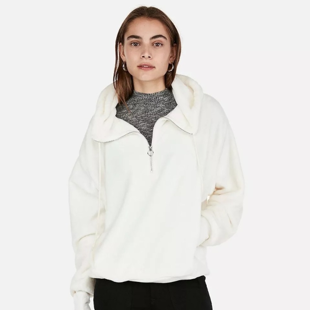 Express one eleven oversized velour sweatshirt